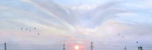Emma Hwaorth, Sunset over the City. Image courtesy of Rebecca Hossack Art Gallery.