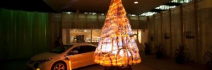 Gary Card’s ‘Electric Christmas’ tree made of Vauxhall Ampera parts for the finale of the Vauxhall Ampera Season