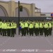 A line of police outside King's Cross station.