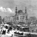 The Alhambra theatre, formerly the Royal Panopticon, dominating the eastern side of Leicester square just after the square’s new garden had been opened in 1874.