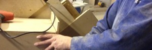 Andrew Shoben at work on the piece.