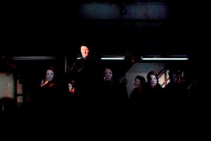Frances Barber as Julius Caesar and company / photo by Helen Maybanks