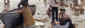 ‘A Fish Sale on a Cornish Beach’ Stanhope A. Forbes, RA (1857 – 1947) oil on canvas, 1885 from the collections of Plymouth City Council (Museums and Archives) © Bridgeman Art Library
