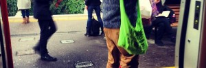 Lime green manbag by Andy Wilkes