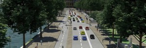 Victoria Embankment, with segregated bike lane