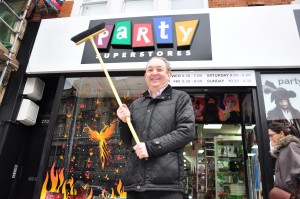 Duncan Mundell outside the Party Superstore
