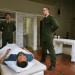 Christopher Goh (2nd Soldier), Benedict Wong (Ai Weiwei) and Andrew Koji (1st Soldier). Photo by Stephen Cummiskey.