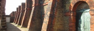 The well-buttressed magazine building. The doors are made from copper, less likely to cause sparks than iron.