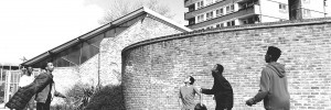 Kick-about on the Westway, part of the Street Football exhibition, details below. Photo: Guy Sherwood.