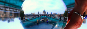 Millennium Bridge through a crystal ball by Anatoleya in the Londonist Flickr pool.
