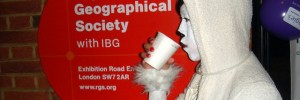 Our Polar Bear drinking tea at the RGS By Paul Chenery