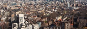 The view across London from the 42nd floor. Note the Metro Central Heights buildings by Erno Goldfinger in the foreground, which will be retained during redevelopment of the E&C.