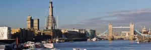 The view from the Thames Path in Rotherhithe. (View large).