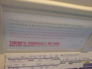 Albert Einstein, travelling a lot slower than the speed of light on the Piccadilly line / image courtesy of that_james