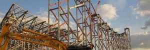 The Aquatic Centre rises like a roller coaster from the Stratford mud. Image by Duncan Young.