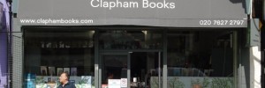 Outside Clapham Books (man with Sainsburys shopping cannot always be guaranteed)