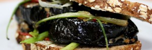 A sandwich with aubergine marinated in miso, mirin and soy and sprinkled with sesame seeds and spring onions. Part of the ongoing Sandwichist series, dedicated to finding the best sarnie since sliced bread. Browners