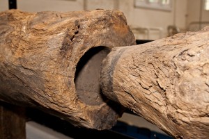 Here's how they used to do it. Fresh water pipes from the 17th Century, when elm trees were used as pipes, their ends sharpened to form sockets.
