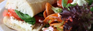 Tomato, basil and mozzarella baguette